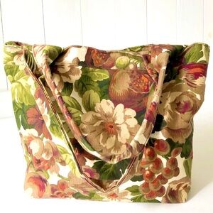 Handmade Floral 100% Cotton Canvas Tote Bag